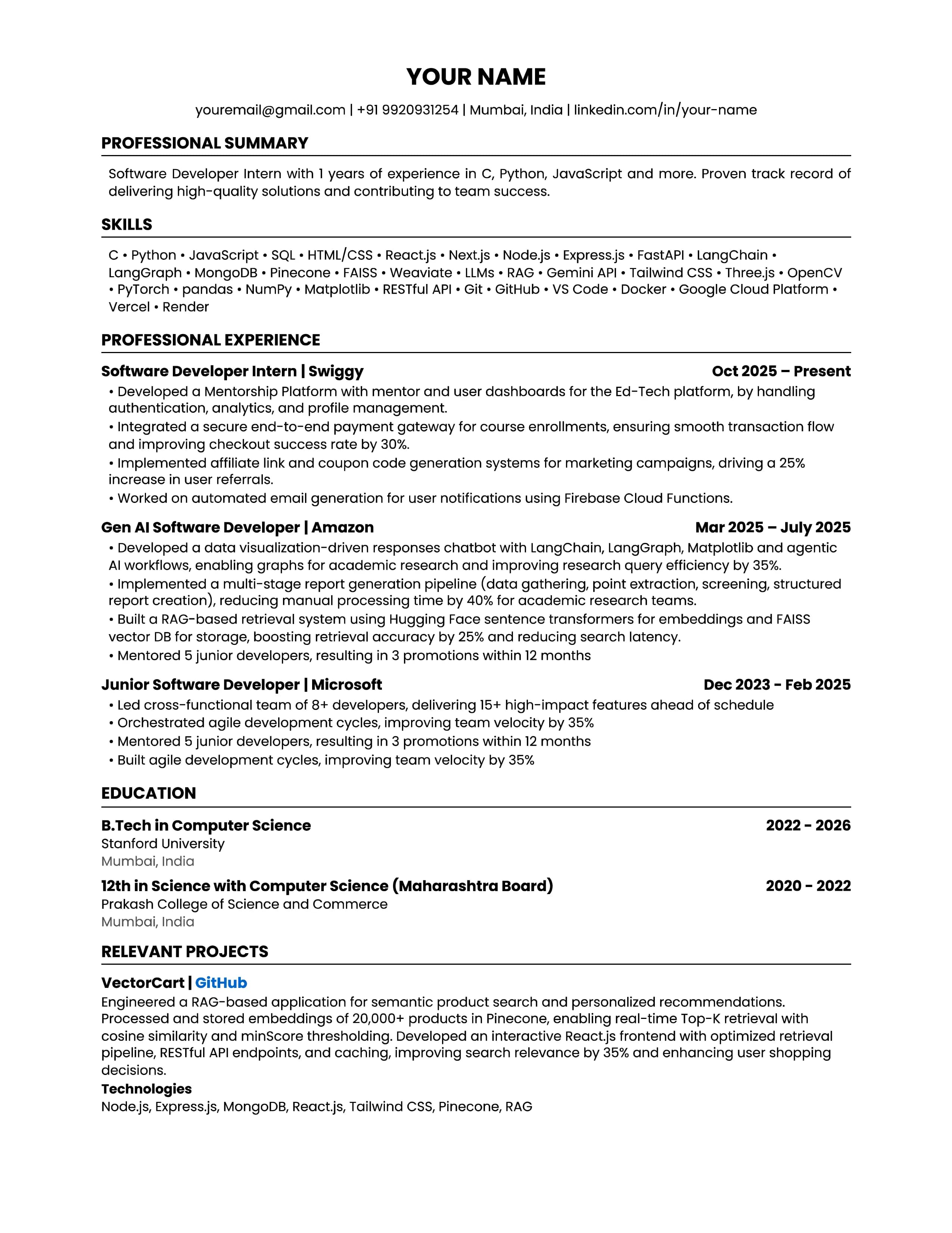 Classic template preview