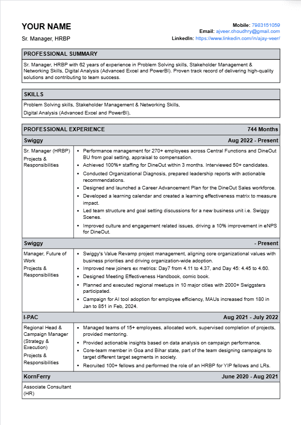 IIm template preview
