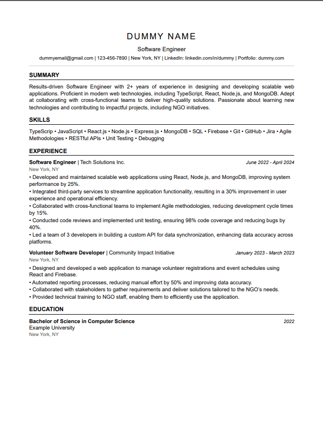 Minimal template preview