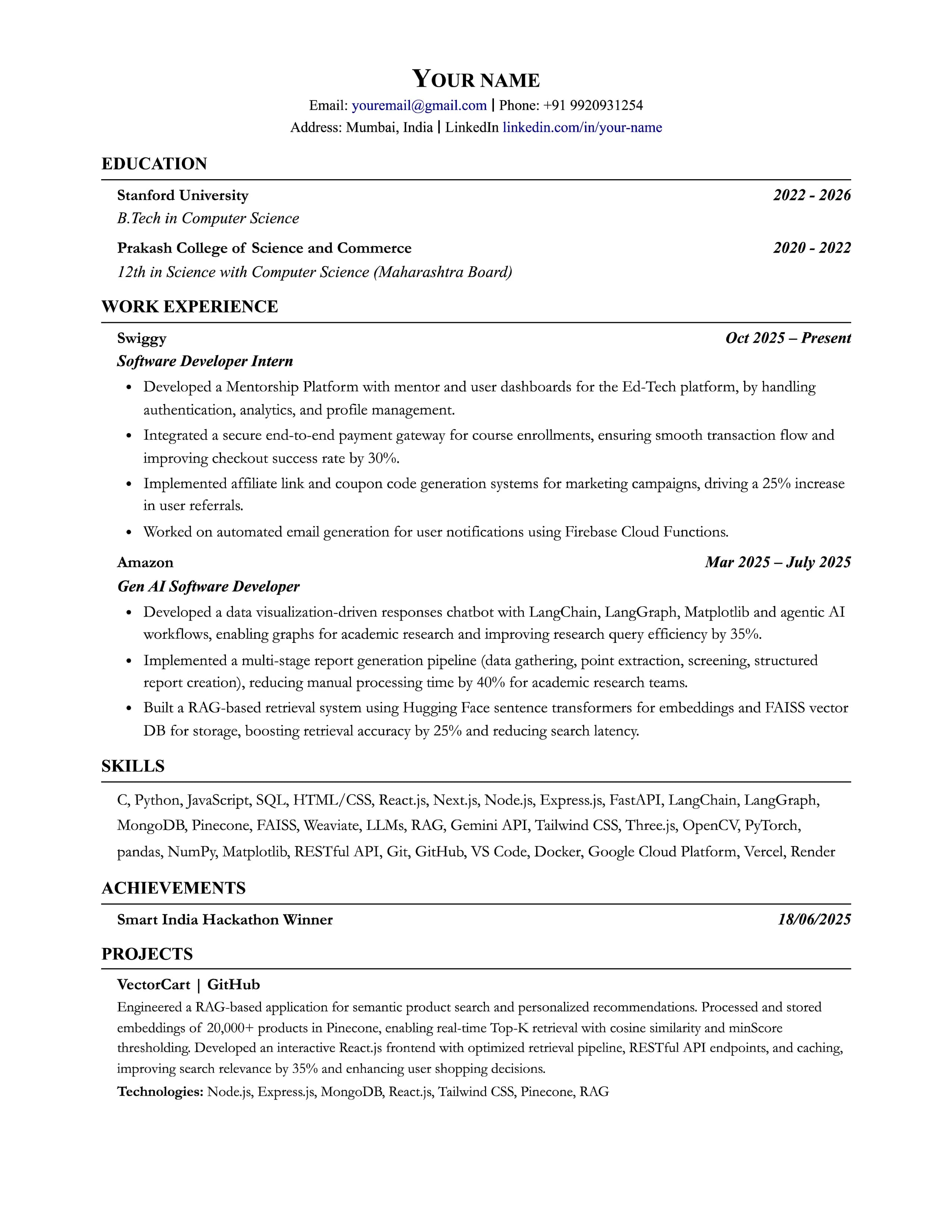 Modern template preview